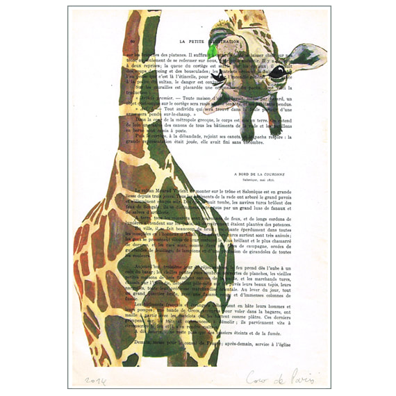 upside down Giraffe original creation by Coco de Paris Giraffe print from my original painting Giraffe Poster giraffe decor