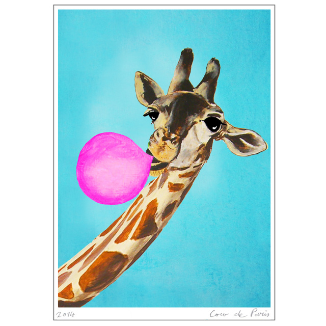 Giraffe with bubblegum
